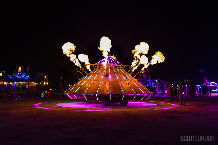 The Mona Lisa, an art car by Kirk Strawn and the Walter Productions crew at Burning Man 2018. (Photo by Scott London)