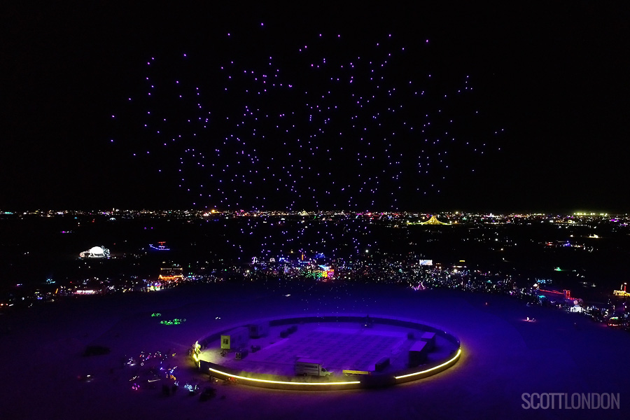 Franchise Freedom, a performance project by Studio Drift featuring some 600 drones, at Burning Man 2018. (Photo by Scott London)