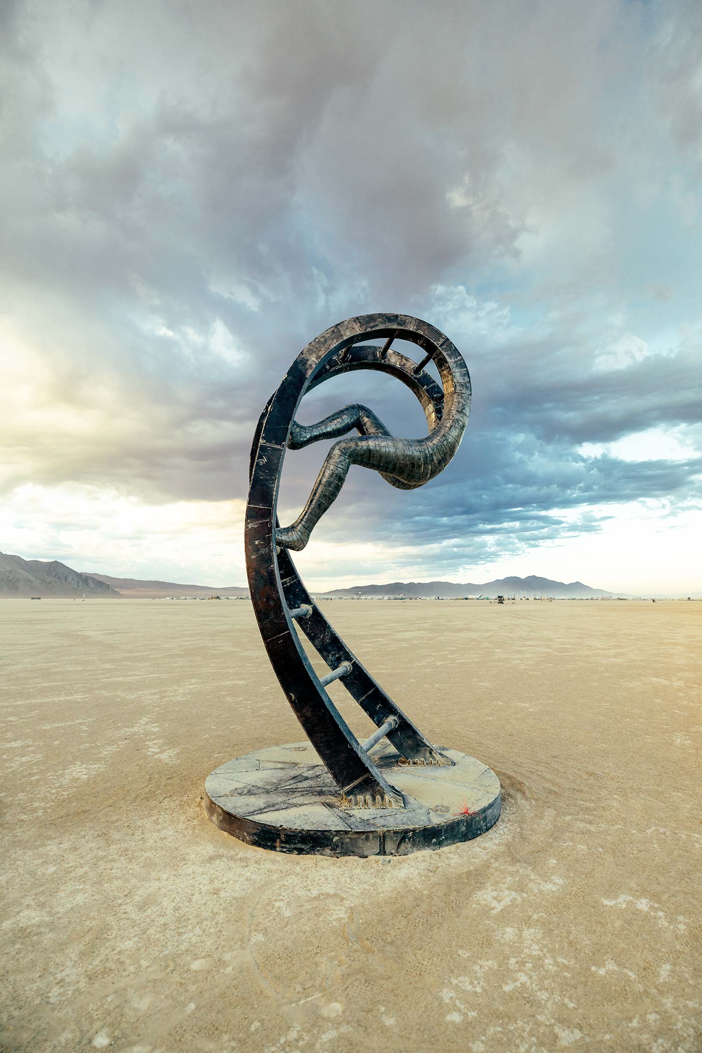 "Heave," a ladder sculpture by Bay Area metal artist Michael Christian at Burning Man 2024. (Photo by Scott London)