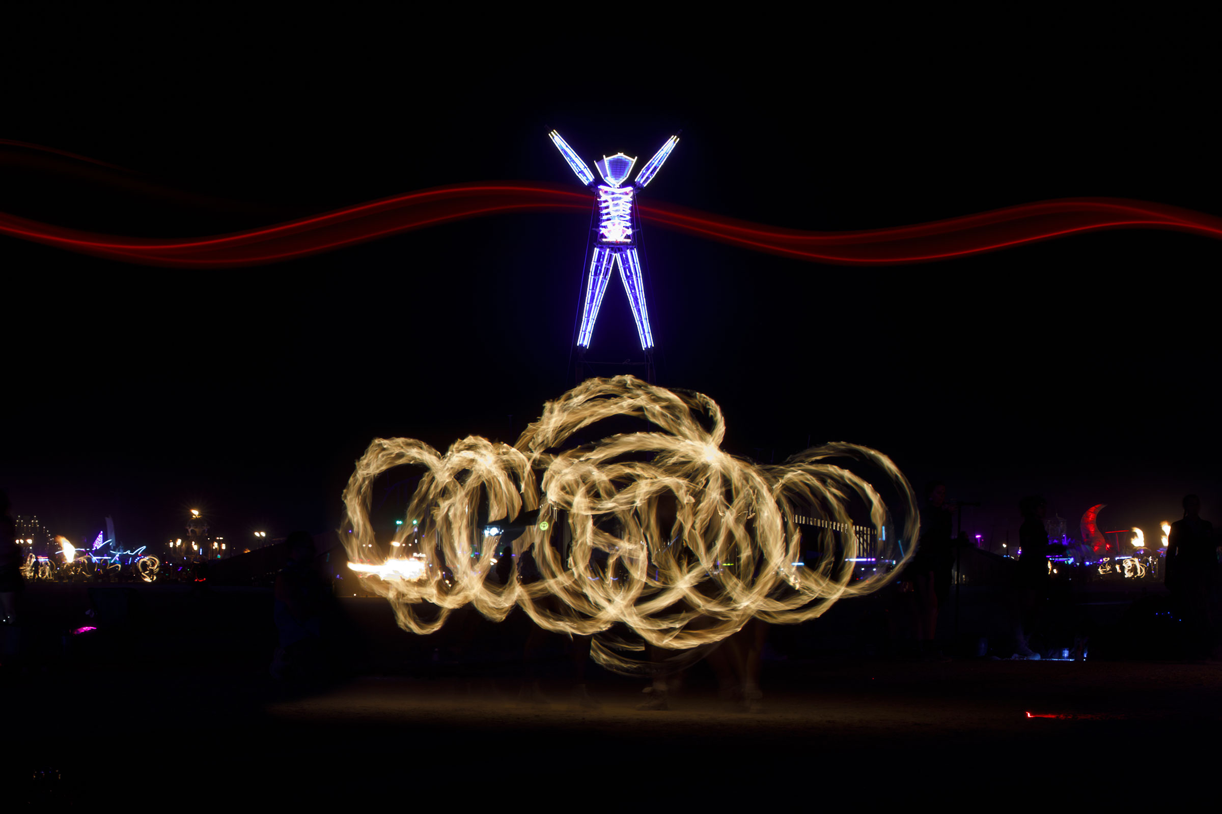 The fire troupe Exothermia performing at Burning Man 2024